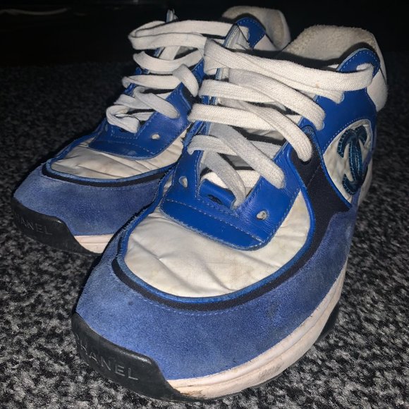 Blue and White Chanel Running Shoes - Picture 3 of 6